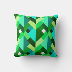 Modern Abstract Triangles, Emerald Green and Aqua Throw Pillow
