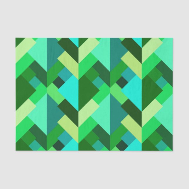 Modern Abstract Triangles, Emerald Green and Aqua Tissue Paper (Front)