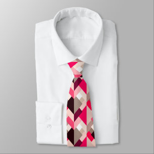 Modern Abstract Triangles, Fuchsia Pink and Gray Neck Tie