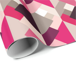 Modern Abstract Triangles, Fuchsia Pink and Gray Wrapping Paper
