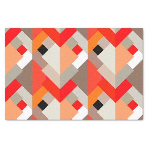 Modern Abstract Triangles Orange Red  Gray Tissue Paper