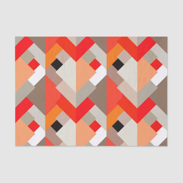 Modern Abstract Triangles, Orange, Red, & Gray Tissue Paper (Front)