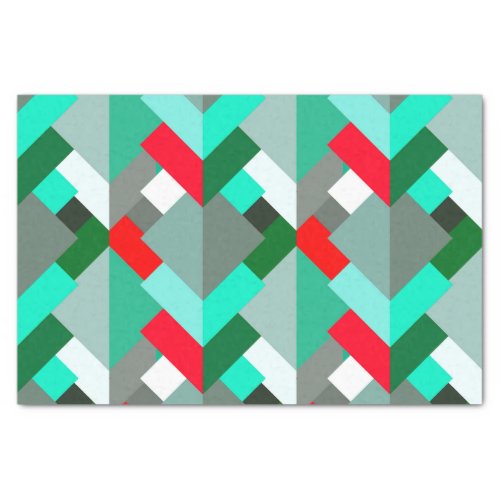 Modern Abstract Triangles Turquoise Red  Gray Tissue Paper