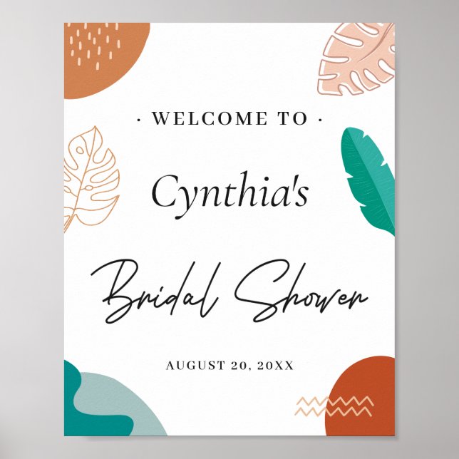 Modern Abstract Tropical Bridal Shower Welcome Poster (Front)