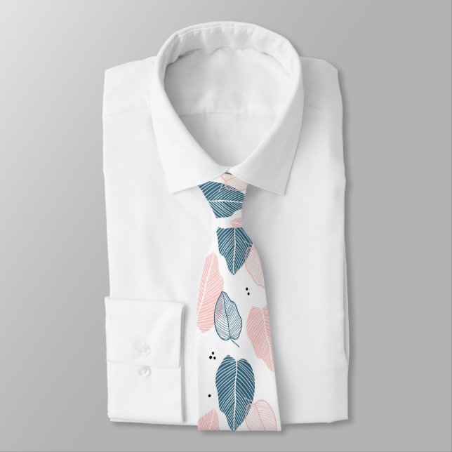 Modern abstract tropical leaves pattern neck tie (Tied)