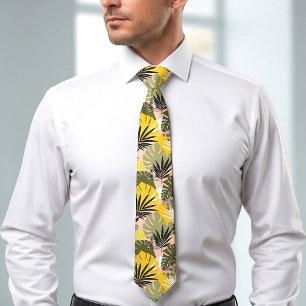 Modern Abstract Tropical Leaves & Polka Dots  Neck Tie
