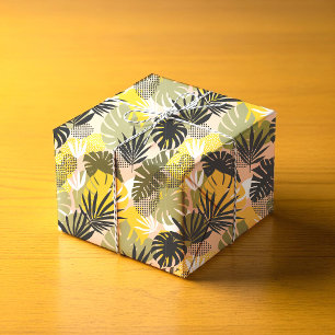 Modern Abstract Tropical Leaves & Polka Dots Wrapping Paper