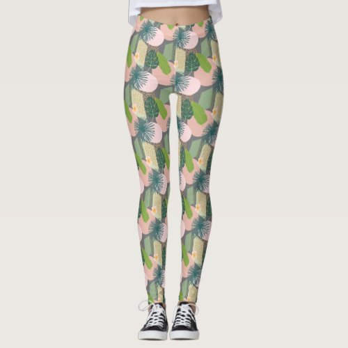 Modern Abstract Tropical Pattern Leggings