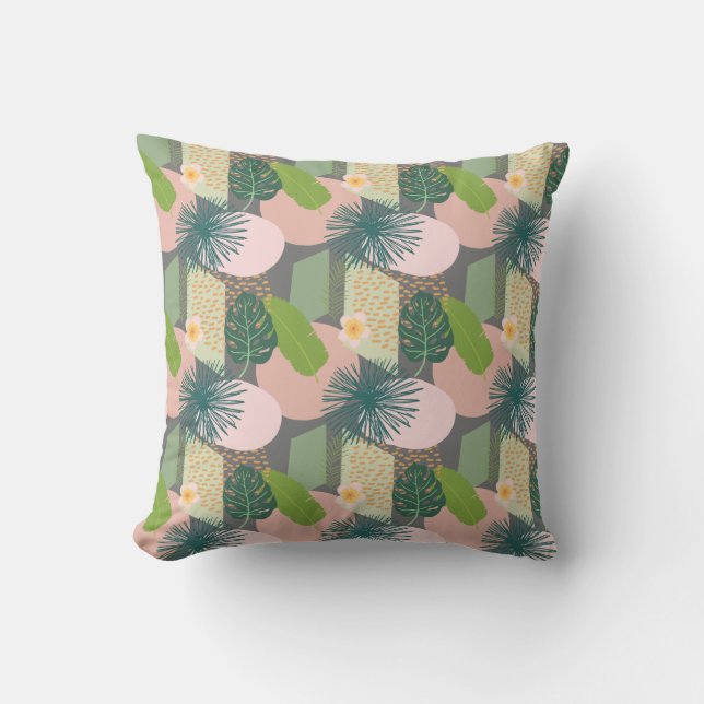 Modern Abstract Tropical Pattern Throw Pillow (Front)