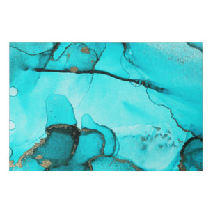 Modern Abstract Turquoise Green Gold Faux Canvas Print