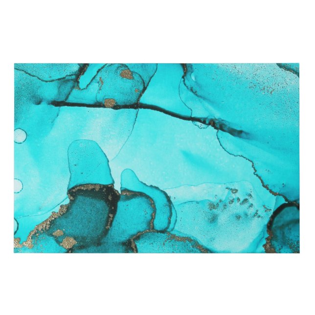 Modern Abstract Turquoise Green Gold Faux Canvas Print (Front)