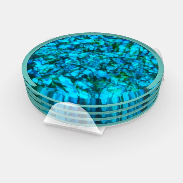 Modern Abstract Turquoise Pattern Acrylic Coaster Set (Set)