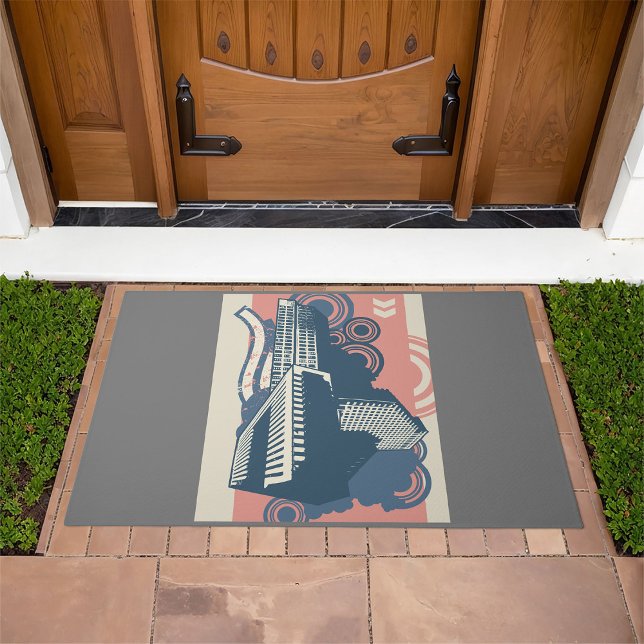 Modern Abstract Urban Background Vibrant Cityscape Doormat (Creator Uploaded)