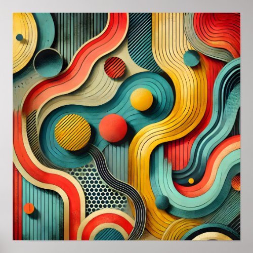 Modern Abstract using organic shapes in bold  Poster