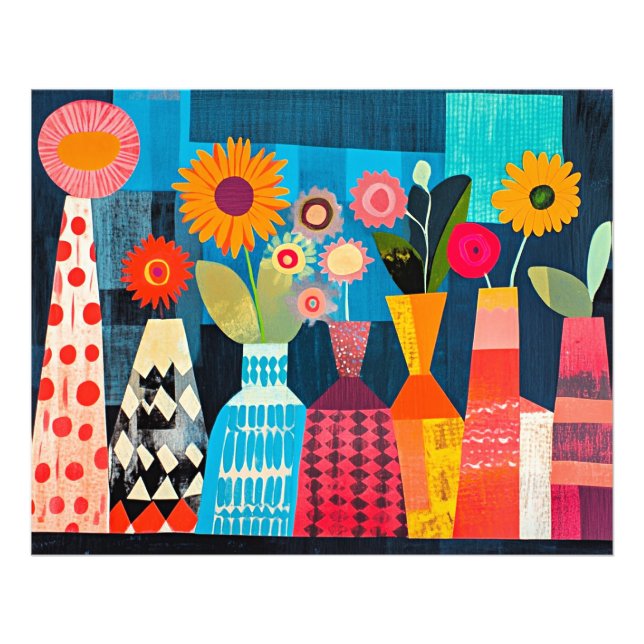 Modern Abstract Vase of Flowers, Photo Print (Front)