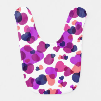 Modern Abstract Vibrant Pink and Purple Dots Baby  Bib