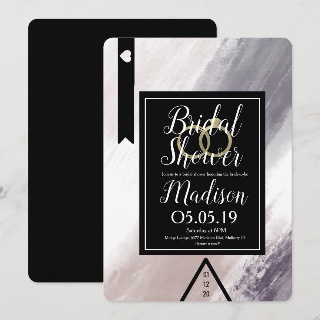 Modern Abstract Violet Blush Gray Bridal Shower Invitation (Front/Back)