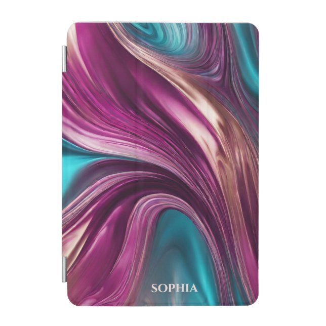 Modern Abstract-Viva Magenta Turquoise and Gold- iPad Mini Cover (Front)