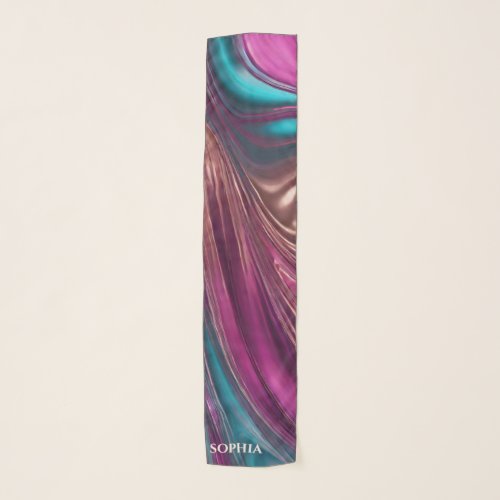 Modern Abstract_Viva Magenta Turquoise and Gold_ Scarf