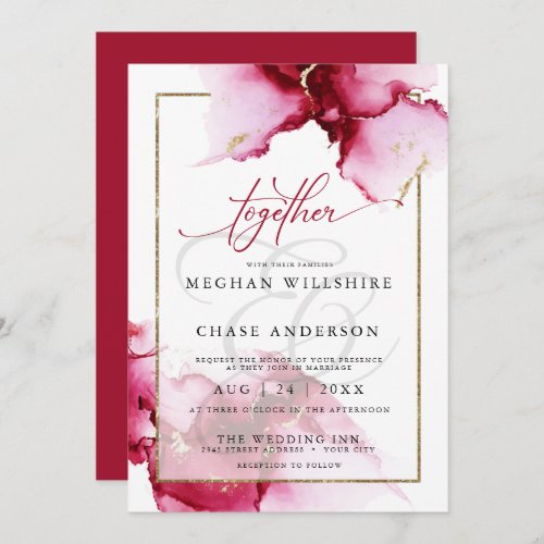 Modern Abstract Vivid Burgundy Pink Invitation