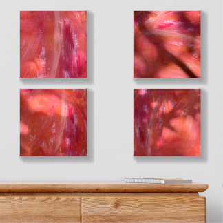 Modern Abstract Wall Art Set of 4 Wood Photo Tile