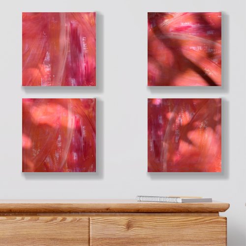 Modern Abstract Wall Art Set of 4 Wood Photo Tile