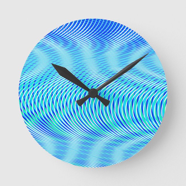    Modern Abstract Water Summer Psychedelic Trippy Round Clock (Front)