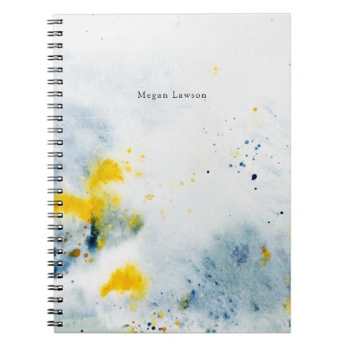 Modern Abstract Watercolor  Blue and Yellow Notebook