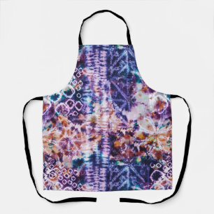 Modern Abstract Watercolor Blue Red White Tie Dye Apron