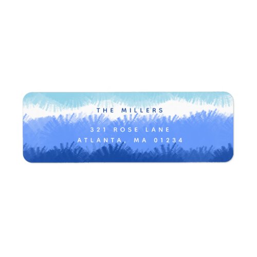 Modern Abstract Watercolor Blue Return Address Label