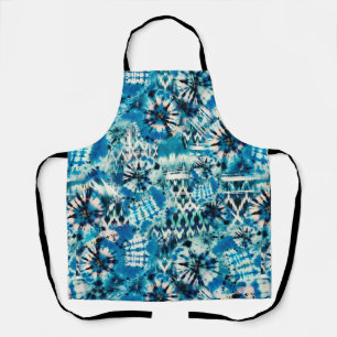 Modern Abstract Watercolor Blue Tie Dye Pattern Apron