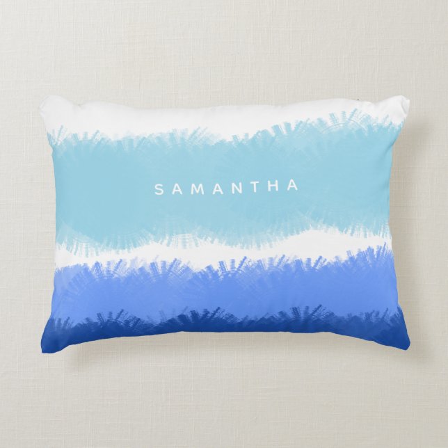Modern Abstract Watercolor Blue Tones Accent Pillow (Front)