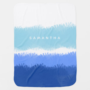 Modern Abstract Watercolor Blue Tones Baby Blanket