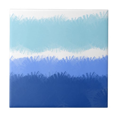 Modern Abstract Watercolor Blue Tones Ceramic Tile