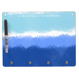 Modern Abstract Watercolor Blue Tones  Dry Erase Board With Keychain Holder