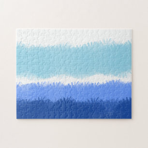 Modern Abstract Watercolor Blue Tones Jigsaw Puzzle