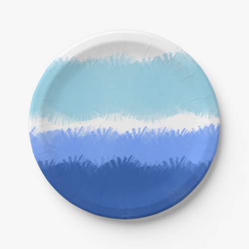 Modern Abstract Watercolor Blue Tones Paper Plates