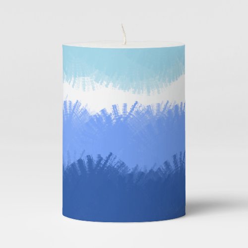 Modern Abstract Watercolor Blue Tones Pillar Candle