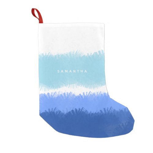 Modern Abstract Watercolor Blue Tones Small Christmas Stocking