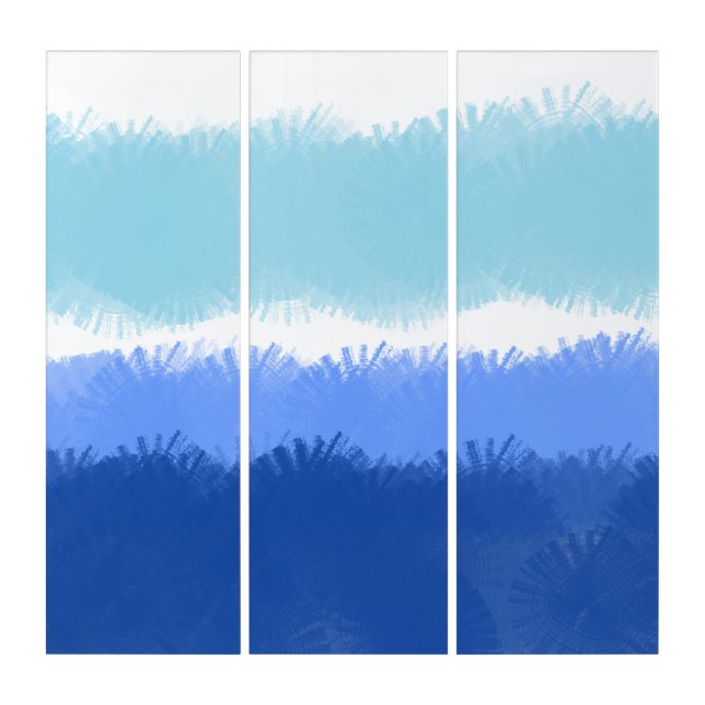 Modern Abstract Watercolor Blue Tones Triptych (Front)