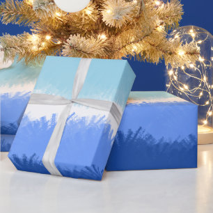 Modern Abstract Watercolor Blue Tones Wrapping Paper