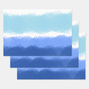 Modern Abstract Watercolor Blue Tones Wrapping Paper Sheets