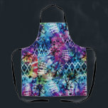Modern Abstract Watercolor Blue White Tie Dye Apron<br><div class="desc">Abstract tie-dye pattern features pink,  turquoise blue and white colors. Green tropical splashes white edged diamonds enhance the design. Colorful and sophisticated style for your kitchen or patio.</div>