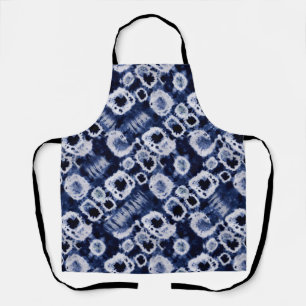 Modern Abstract Watercolor Blue White Tie Dye Apron