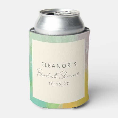 Modern Abstract Watercolor Bridal Shower Custom Can Cooler