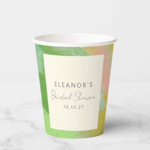 Modern Abstract Watercolor Bridal Shower Custom Paper Cups
