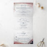 Modern Abstract Watercolor Burgundy & Navy Wedding Tri-Fold Invitation