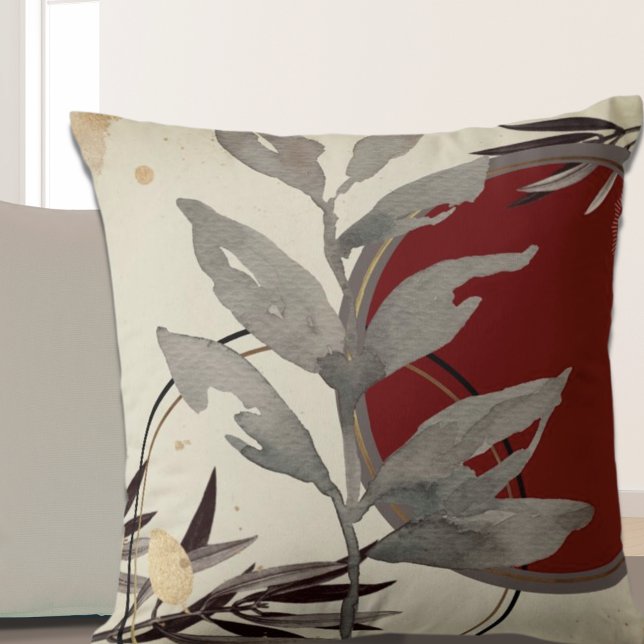Modern Abstract Watercolor Burgundy Throw Pillow (Creator Uploaded)