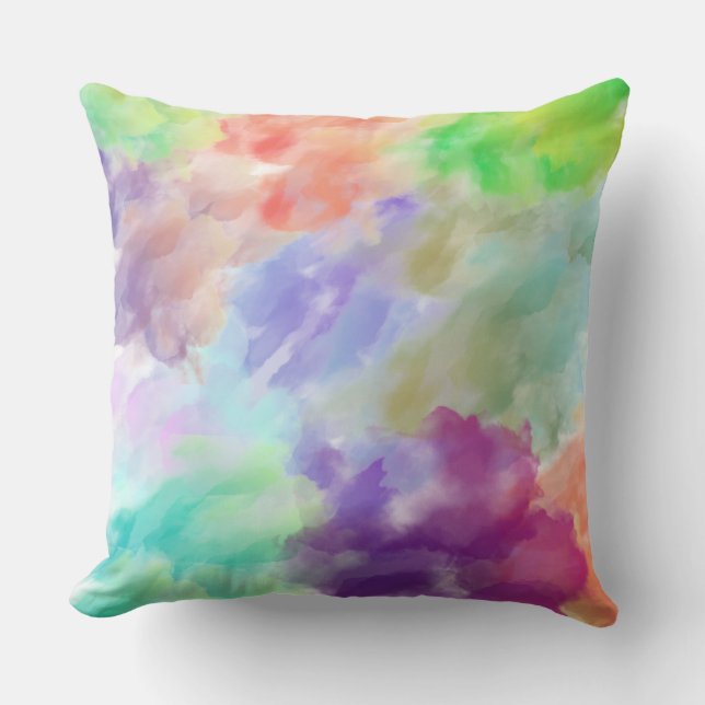 Modern Abstract Watercolor Clouds Colorful Pastel  Throw Pillow (Front)