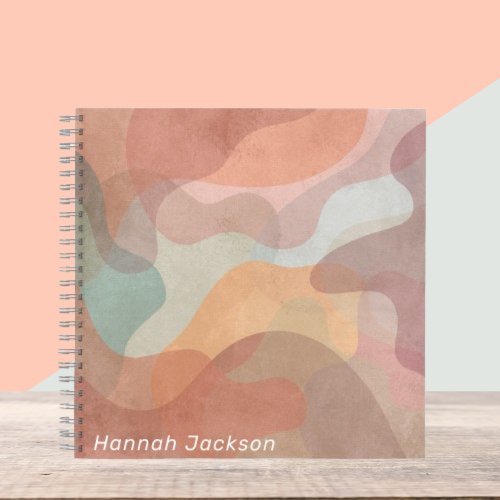 Modern Abstract Watercolor Colorful Monogram Name Notebook